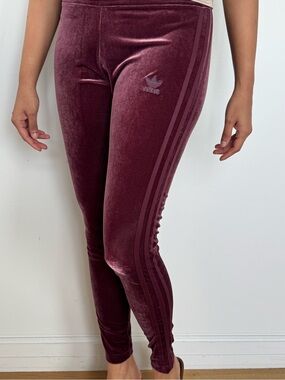 Adidas Burgundy Velvet Leggings
